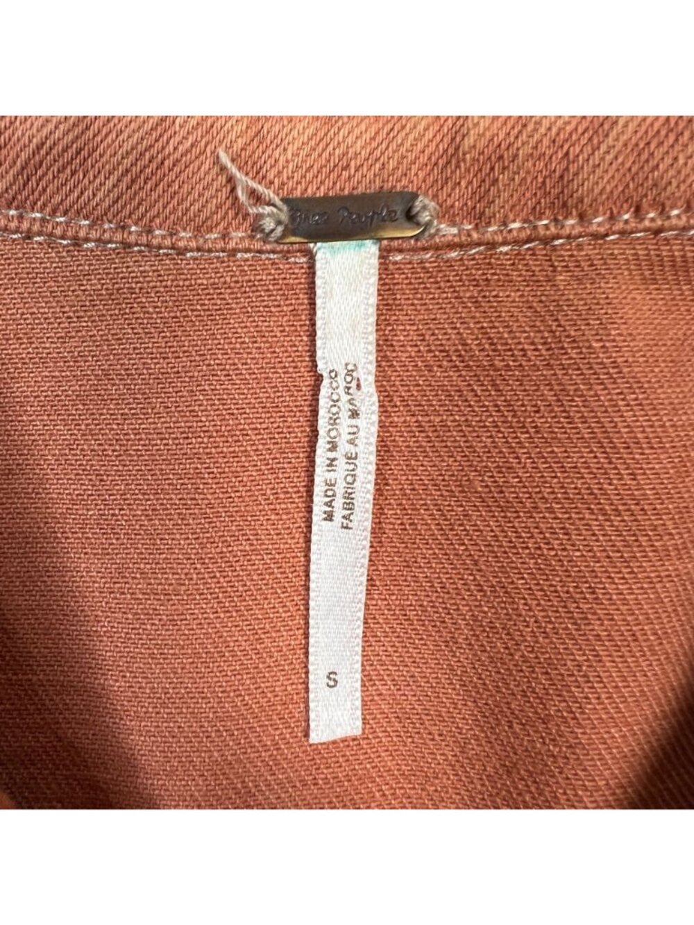 Free People Eisenhower Denim Jacket Boxy Fit Terracotta Orange Small - Picture 6 of 14
